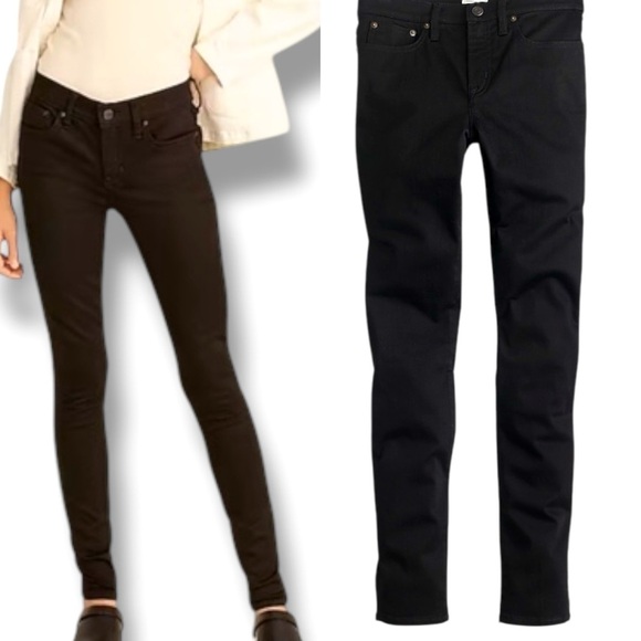 112 J.Crew | EUC Toothpick Stretchy True Black Jean (Size 28) - Picture 1 of 9